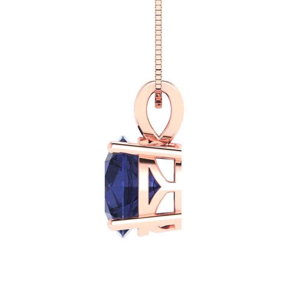 1.5cttw Round Cut Blue Sapphire Gold-Plated 925 Silver Pendant and 16" Box-Chain Necklace