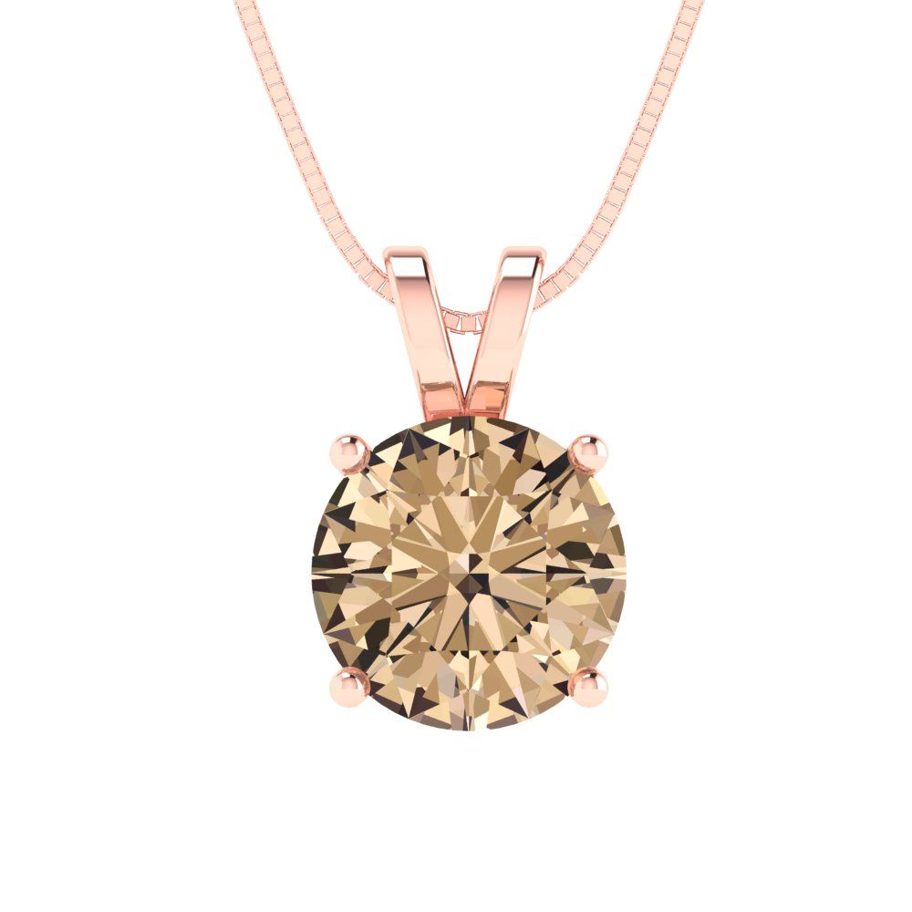 1.5 tcw Necklace Pendant - 14K White Gold Round Cut Solitaire  Yellow Moissanite - Adjustable Length - 15in Box Chain to 18in