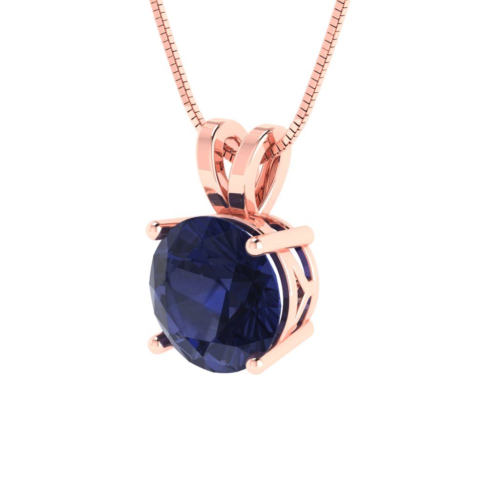1.5cttw Round Cut Blue Sapphire Gold-Plated 925 Silver Pendant and 18" Box-Chain Necklace