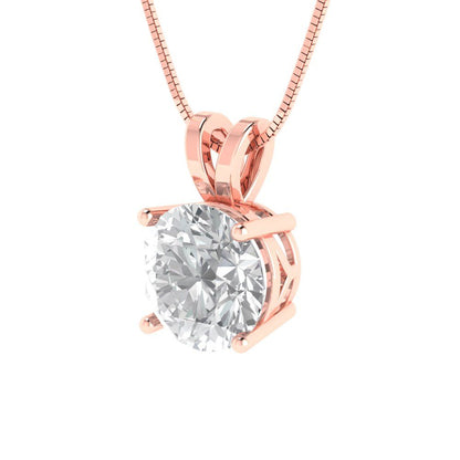 1.5cttw Round Cut Clear Gold-Plated 925 Silver Pendant and 18" Box-Chain Necklace