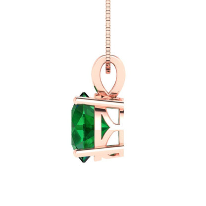1.5cttw Round Cut Emerald Gold-Plated 925 Silver Pendant and 18" Box-Chain Necklace