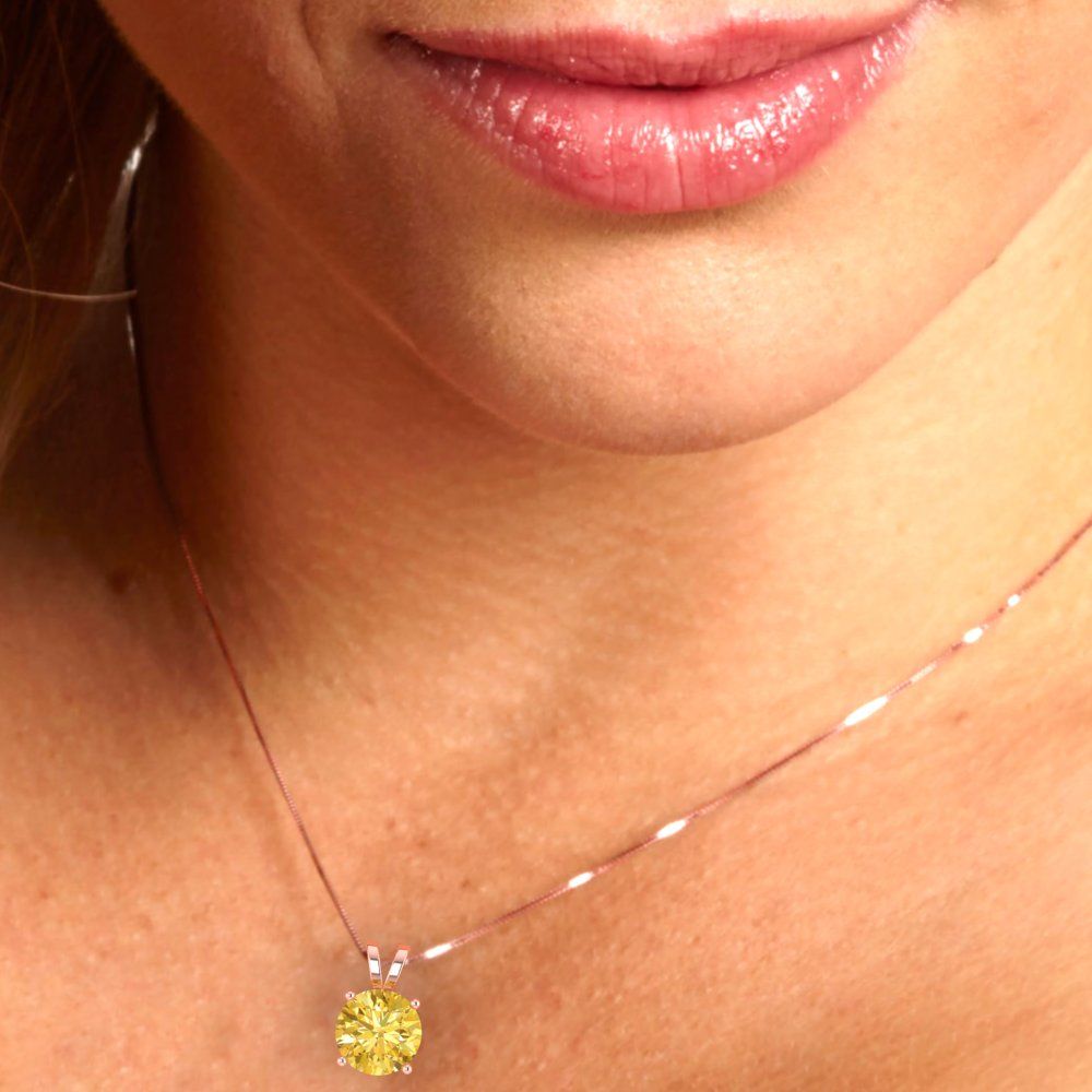 1.5cttw Round Cut Citrine Gold-Plated 925 Silver Pendant and 18" Box-Chain Necklace