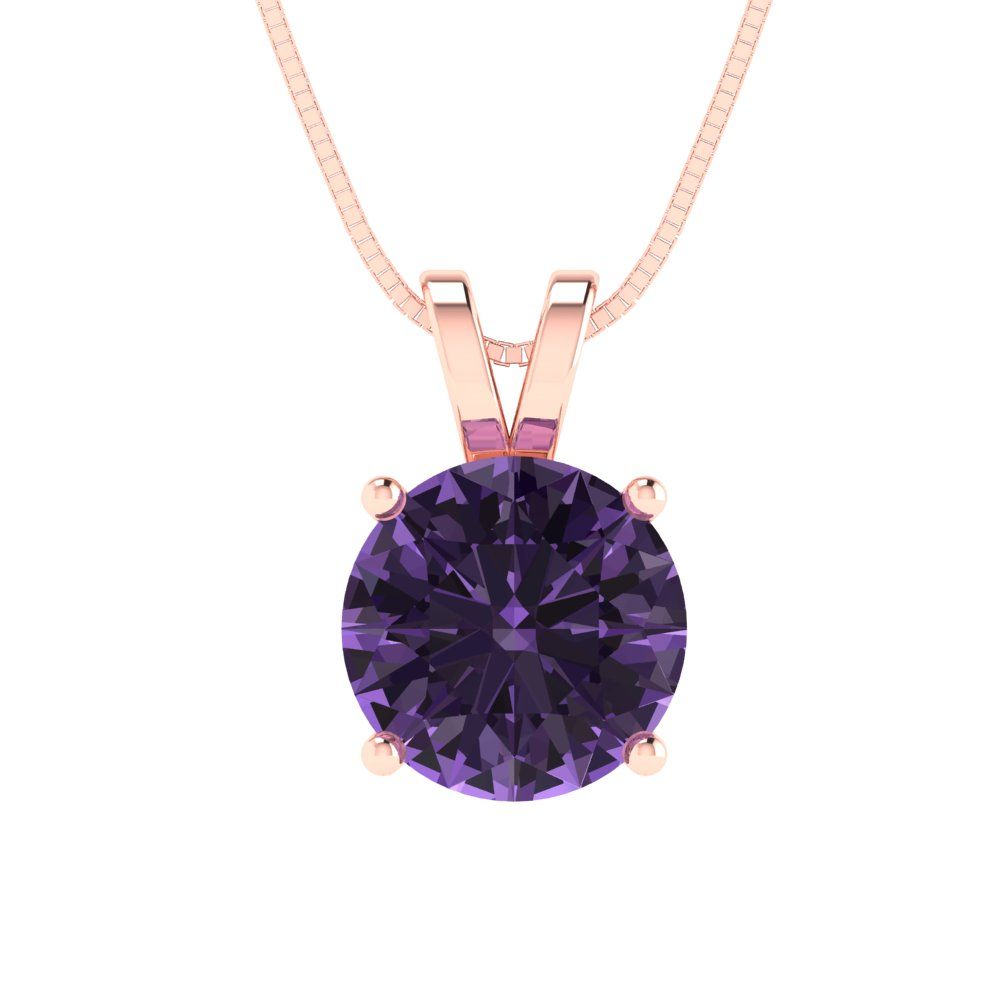 2cttw Round Cut Alexandrite Gold-Plated 925 Silver Pendant and 16" Box-Chain Necklace