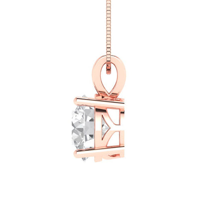 2cttw Round Cut Clear Gold-Plated 925 Silver Pendant and 18" Box-Chain Necklace
