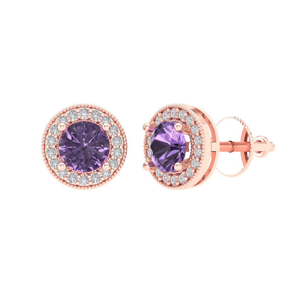 1.18cttw Alexandrite Gold-Plated 925 Silver Screw Back Stud Earrings