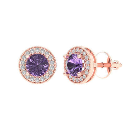1.18cttw Alexandrite Gold-Plated 925 Silver Screw Back Stud Earrings