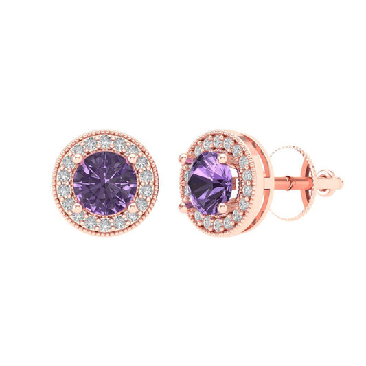 1.18cttw Alexandrite Gold-Plated 925 Silver Screw Back Stud Earrings