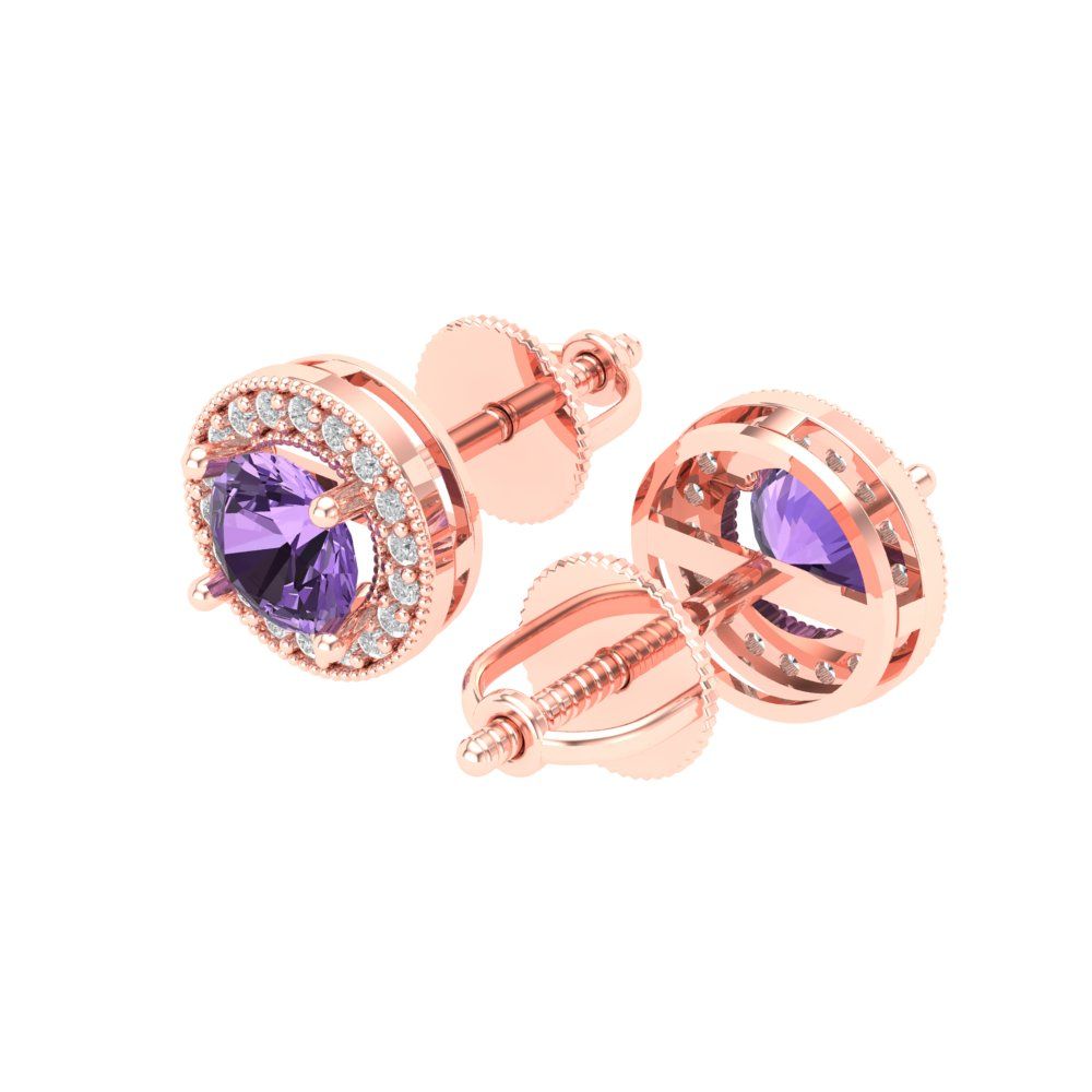 1.18cttw Alexandrite Gold-Plated 925 Silver Screw Back Stud Earrings