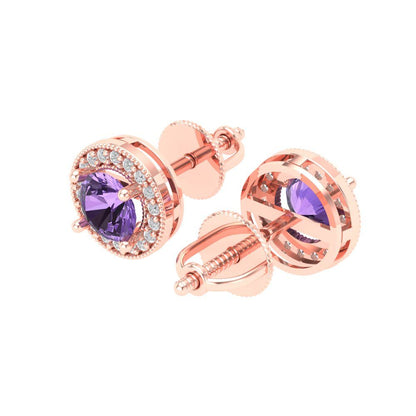 1.18cttw Alexandrite Gold-Plated 925 Silver Screw Back Stud Earrings