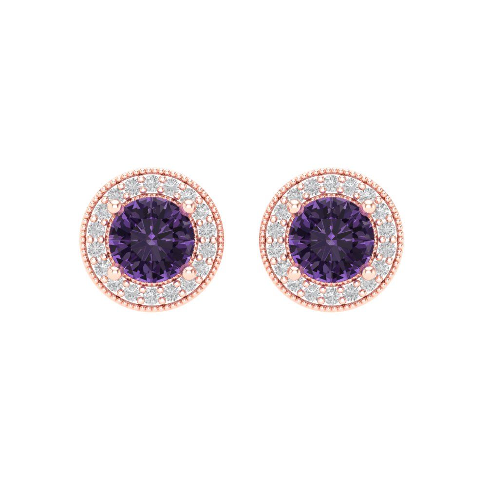 1.18cttw Alexandrite Gold-Plated 925 Silver Screw Back Stud Earrings