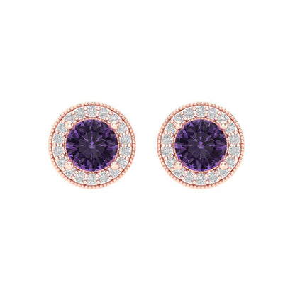 1.18cttw Alexandrite Gold-Plated 925 Silver Screw Back Stud Earrings