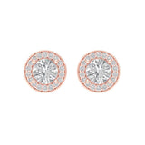 3.54 ct Brilliant Round Cut Halo Studs Natural Diamond Stone Clarity SI1-2 Color G-H Rose Gold Earrings Screw back