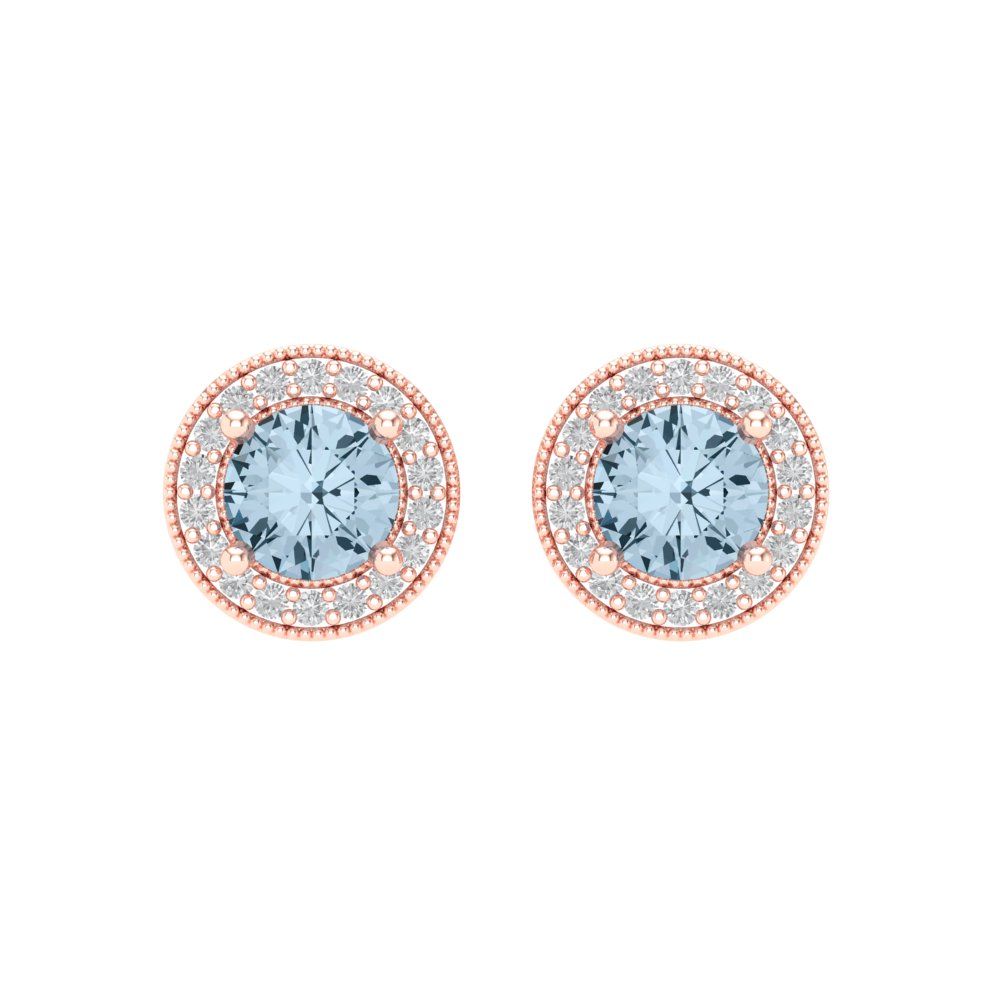 1.18cttw Aquamarine Gold-Plated 925 Silver Screw Back Stud Earrings