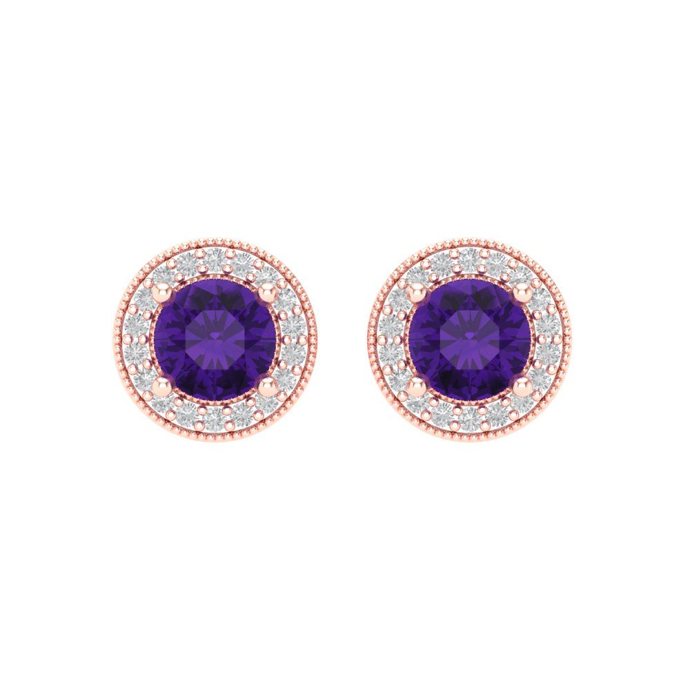1.18cttw Amethyst Gold-Plated 925 Silver Screw Back Stud Earrings