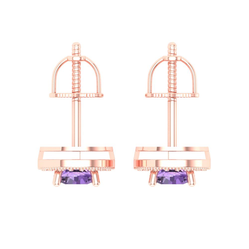 1.18cttw Alexandrite Gold-Plated 925 Silver Screw Back Stud Earrings