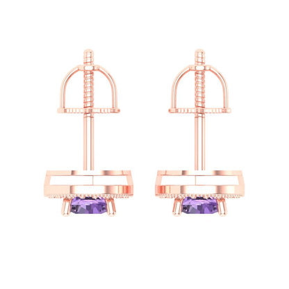 1.18cttw Alexandrite Gold-Plated 925 Silver Screw Back Stud Earrings