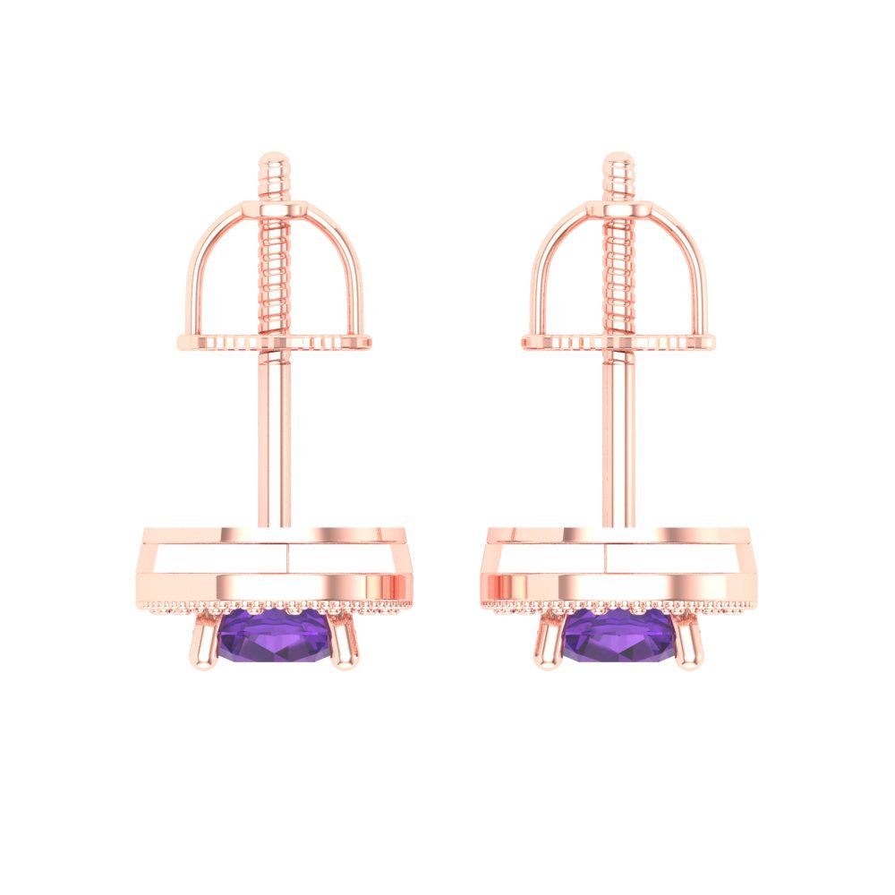 1.18cttw Amethyst Gold-Plated 925 Silver Screw Back Stud Earrings