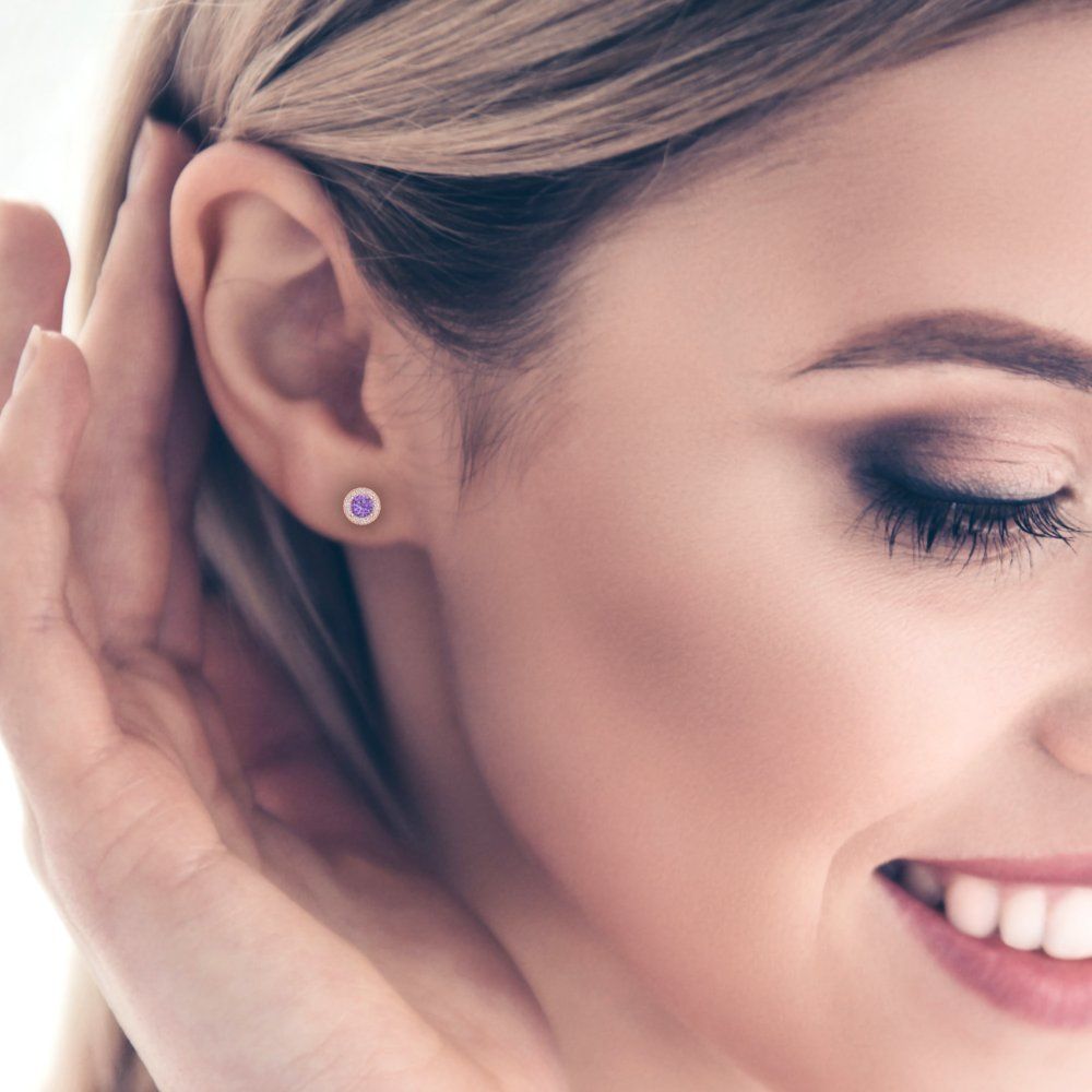 1.18cttw Alexandrite Gold-Plated 925 Silver Screw Back Stud Earrings
