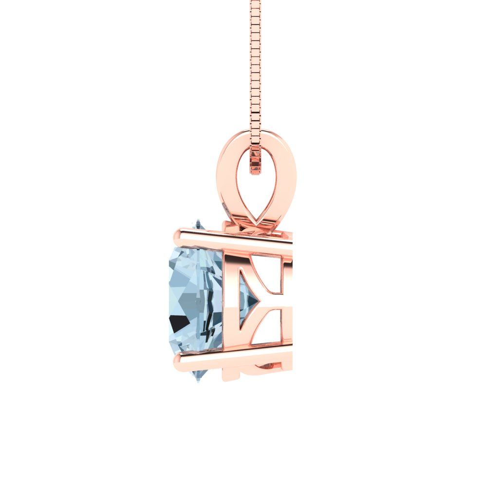 2.5 tcw Necklace Pendant - 14K White Gold Round Cut Solitaire  Swiss Blue Topaz - Adjustable Length - 15in Box Chain to 18in