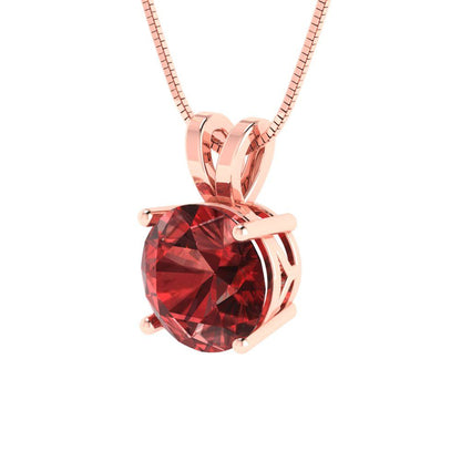2.5cttw Round Cut Garnet Gold-Plated 925 Silver Pendant and 18" Box-Chain Necklace