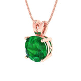 2.5 ct Brilliant Round Cut Solitaire Simulated Emerald Stone Rose Gold Pendant with 18" Chain