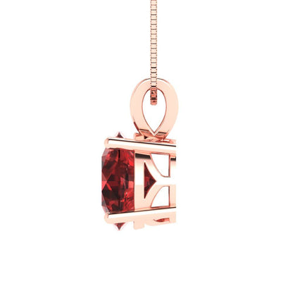 2.5cttw Round Cut Garnet Gold-Plated 925 Silver Pendant and 18" Box-Chain Necklace