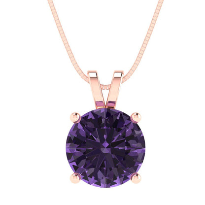 3cttw Round Cut Alexandrite Gold-Plated 925 Silver Pendant and 16" Box-Chain Necklace