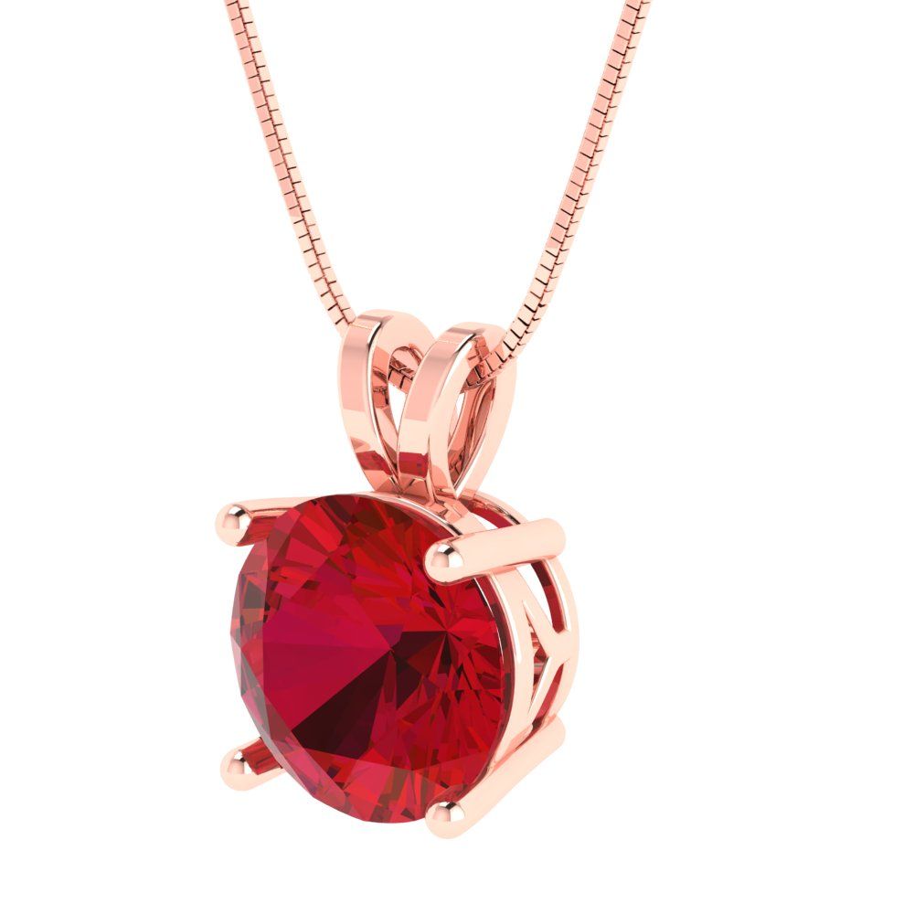 3 tcw Necklace Pendant - 14K White Gold Round Cut Solitaire  Pink Tourmaline - Adjustable Length - 15in Box Chain to 18in