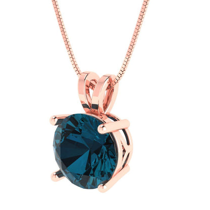 3 tcw Necklace Pendant - 14K White Gold Round Cut Solitaire  London - Adjustable Length - 15in Box Chain to 18in