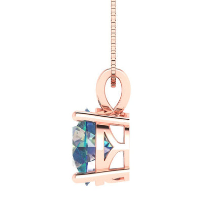 3cttw Round Cut Blue Moissanite Gold-Plated 925 Silver Pendant and 16" Box-Chain Necklace