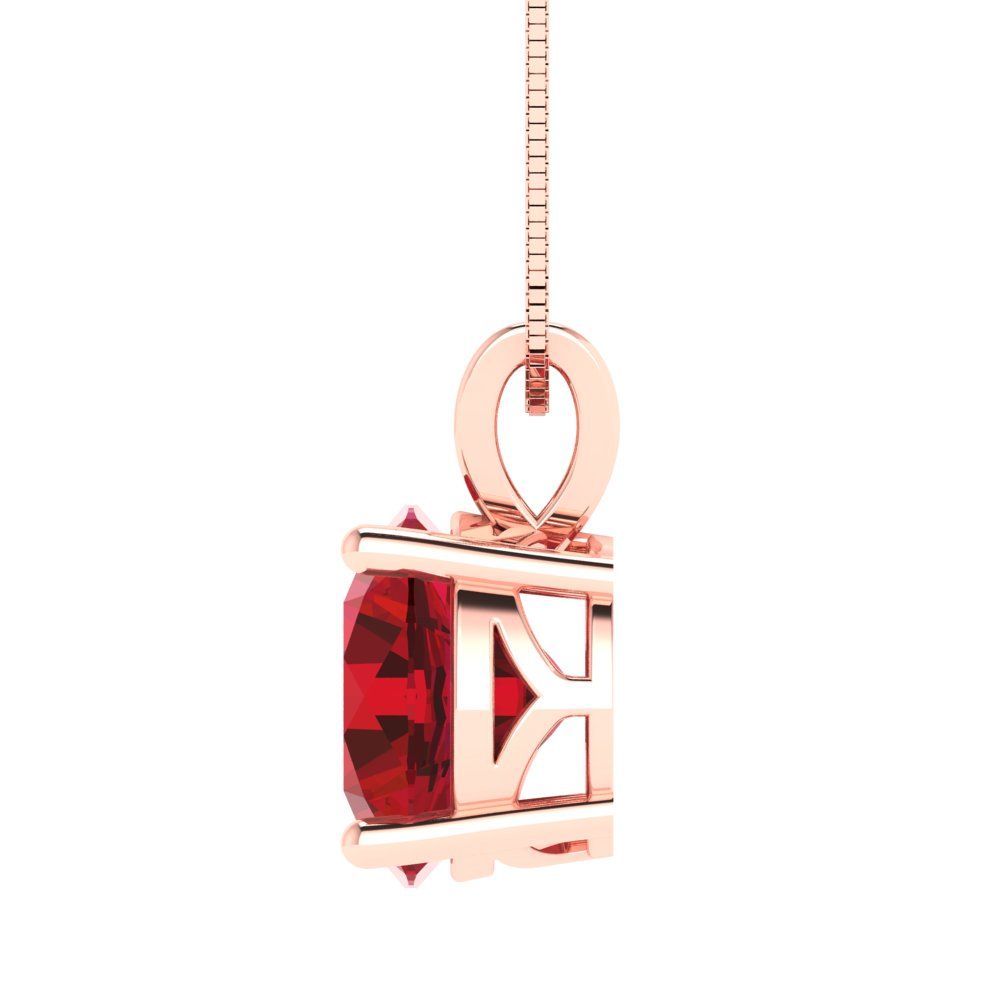 3 tcw Necklace Pendant - 14K White Gold Round Cut Solitaire  Pink Tourmaline - Adjustable Length - 15in Box Chain to 18in