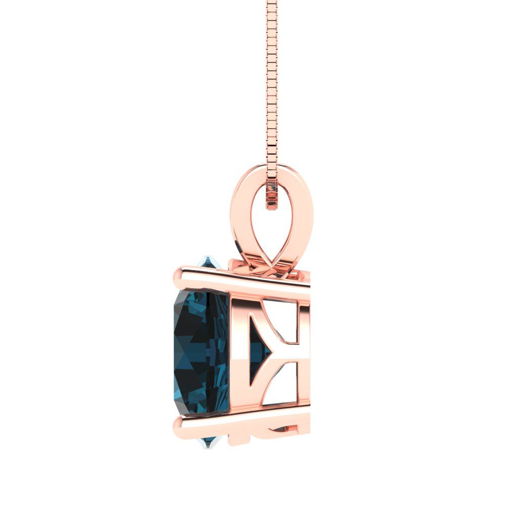 3 tcw Necklace Pendant - 14K White Gold Round Cut Solitaire  London - Adjustable Length - 15in Box Chain to 18in
