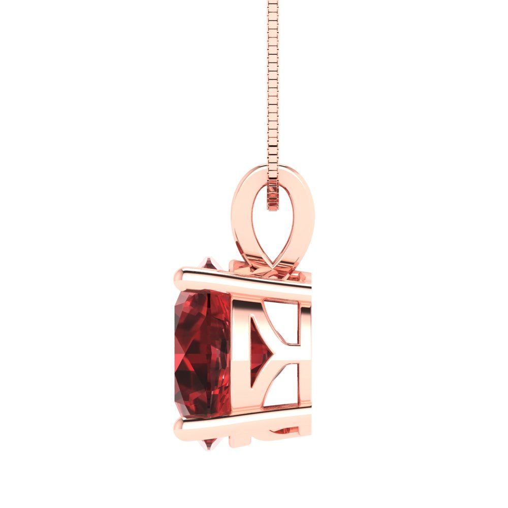 3cttw Round Cut Garnet Gold-Plated 925 Silver Pendant and 16" Box-Chain Necklace