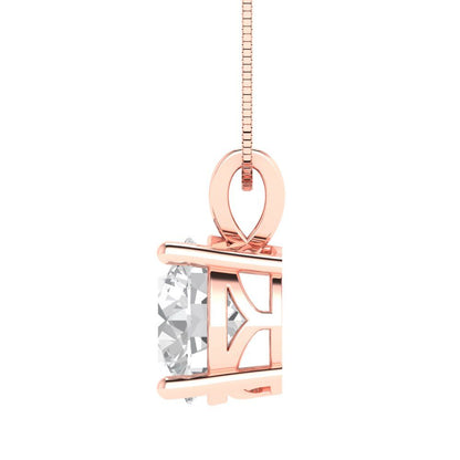 3 tcw Necklace Pendant - 14K White Gold Round Cut Solitaire  Zirconia Diamond - Adjustable Length - 15in Box Chain to 18in