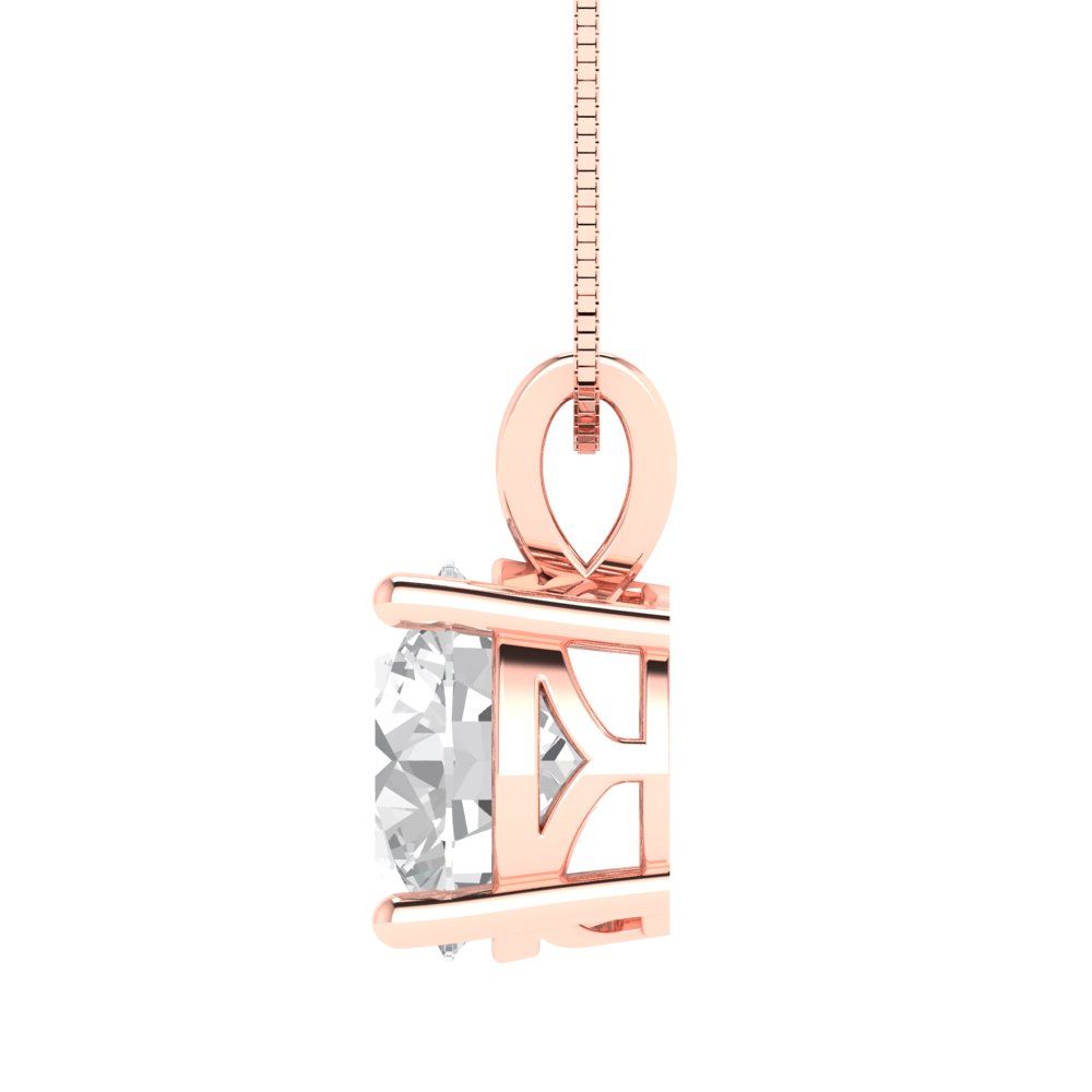 3 tcw Necklace Pendant - 14K White Gold Round Cut Solitaire  White Sapphire - Adjustable Length - 15in Box Chain to 18in