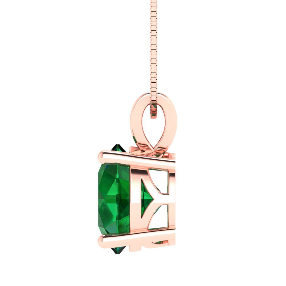 3cttw Round Cut Emerald Gold-Plated 925 Silver Pendant and 16" Box-Chain Necklace