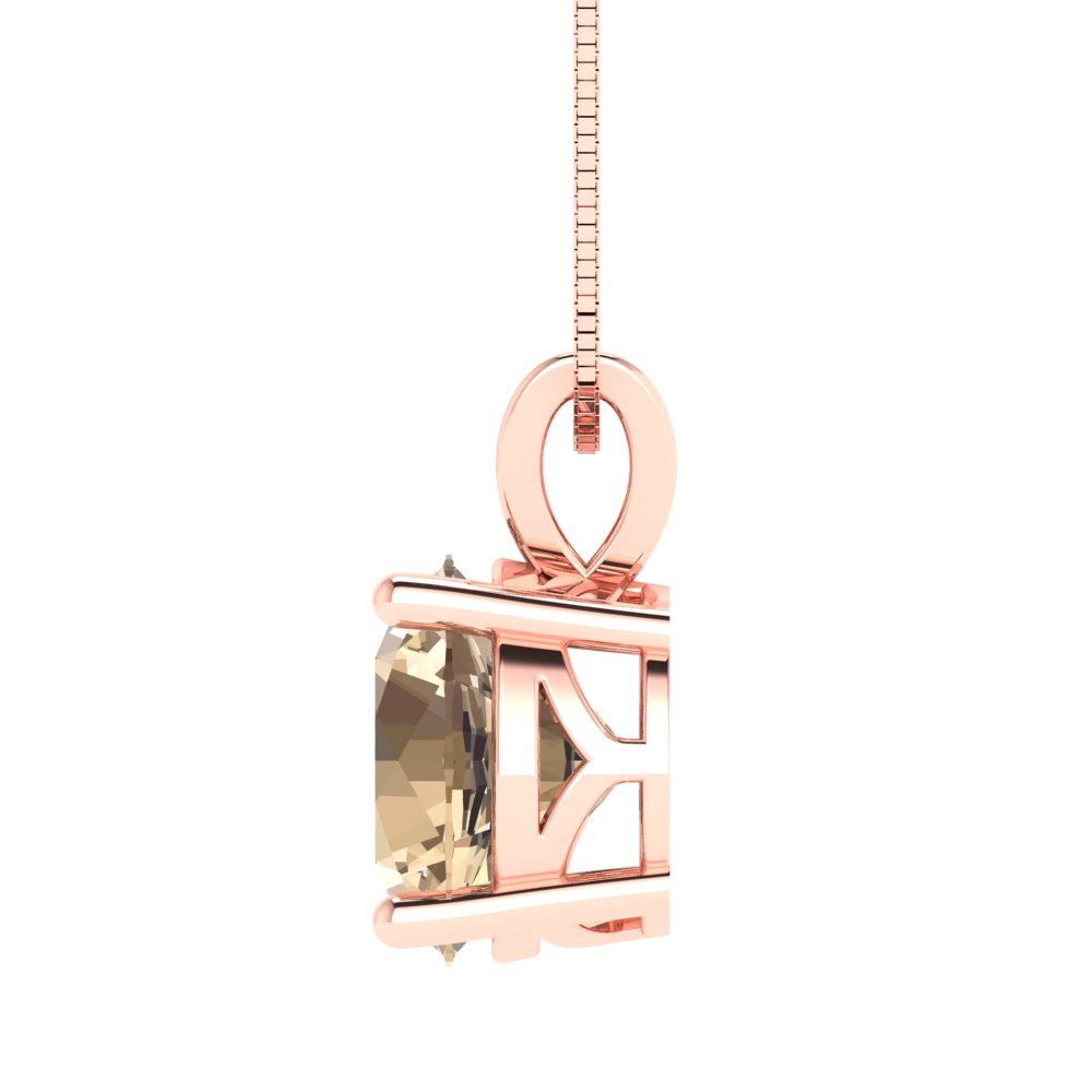 3 tcw Necklace Pendant - 14K White Gold Round Cut Solitaire  Yellow Moissanite - Adjustable Length - 15in Box Chain to 18in