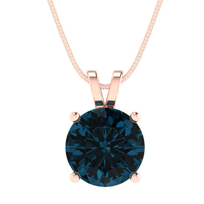 3 tcw Necklace Pendant - 14K White Gold Round Cut Solitaire  London - Adjustable Length - 15in Box Chain to 18in