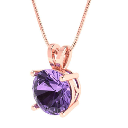 3cttw Round Cut Alexandrite Gold-Plated 925 Silver Pendant and 18" Box-Chain Necklace