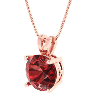 3cttw Round Cut Garnet Gold-Plated 925 Silver Pendant and 18" Box-Chain Necklace