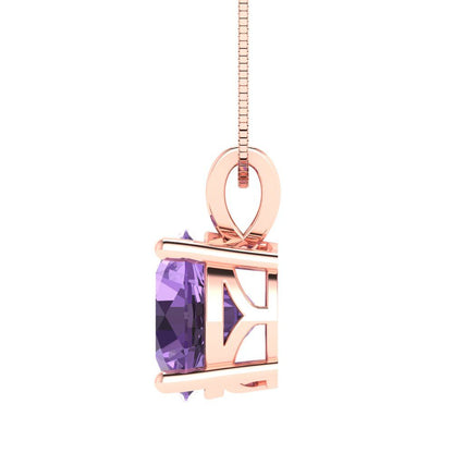 3cttw Round Cut Alexandrite Gold-Plated 925 Silver Pendant and 18" Box-Chain Necklace