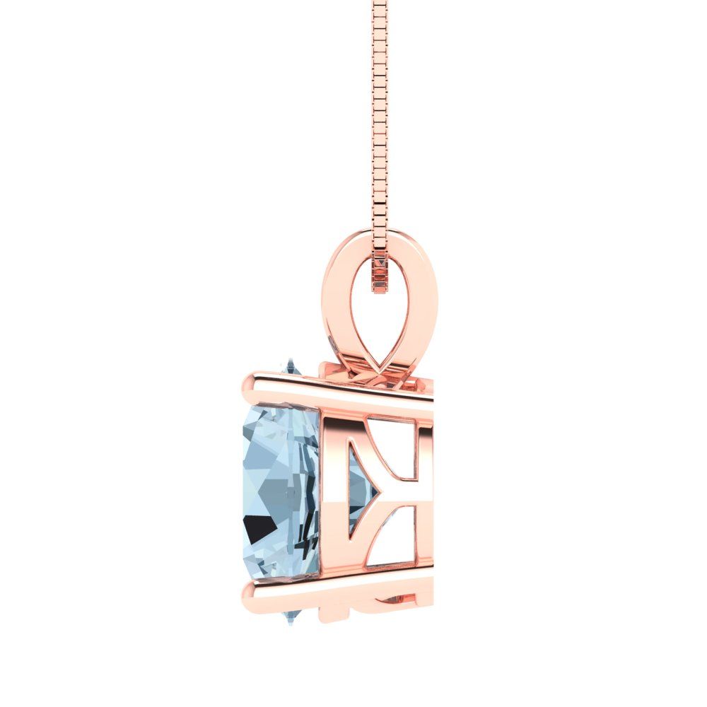 3cttw Round Cut Blue Gold-Plated 925 Silver Pendant and 18" Box-Chain Necklace