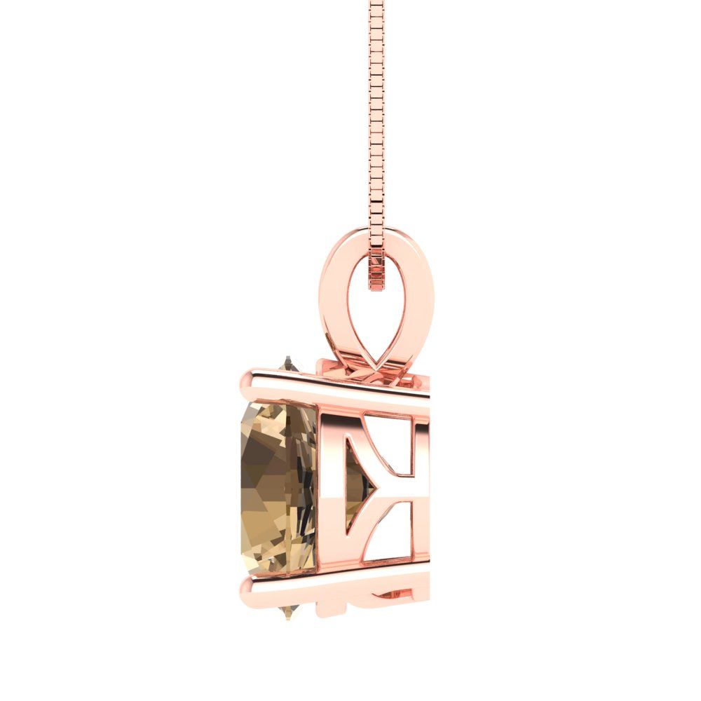 3cttw Round Cut Champagne Gold-Plated 925 Silver Pendant and 18" Box-Chain Necklace