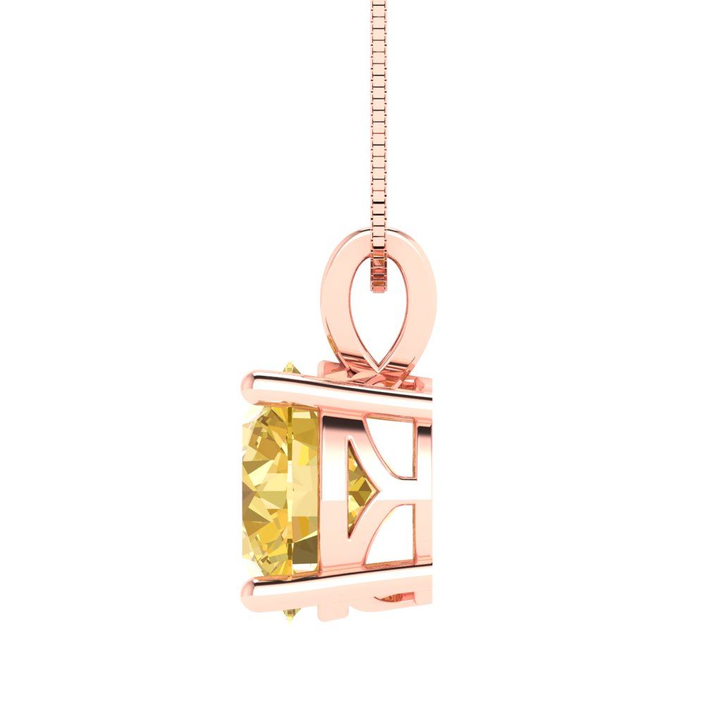 3cttw Round Cut Citrine Gold-Plated 925 Silver Pendant and 18" Box-Chain Necklace