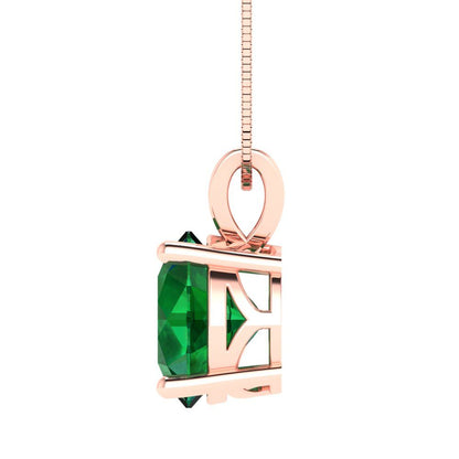 3cttw Round Cut Emerald Gold-Plated 925 Silver Pendant and 18" Box-Chain Necklace