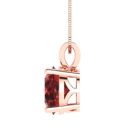 3cttw Round Cut Garnet Gold-Plated 925 Silver Pendant and 18" Box-Chain Necklace