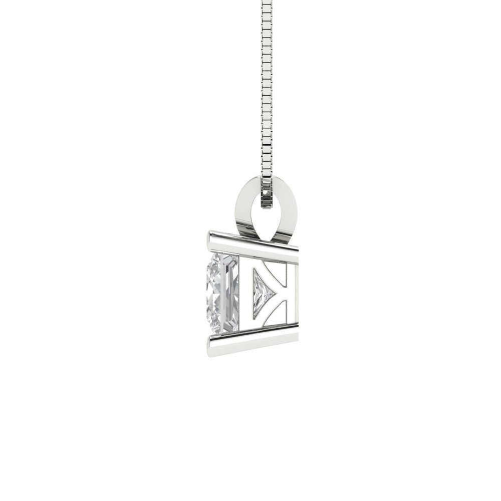 0.5cttw Princess Cut Clear Gold-Plated 925 Silver Pendant and 16" Box-Chain Necklace