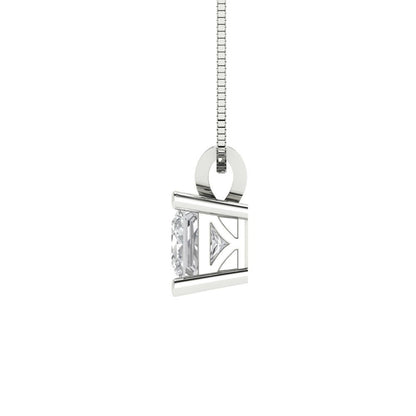 0.5cttw Princess Cut Clear Gold-Plated 925 Silver Pendant and 16" Box-Chain Necklace