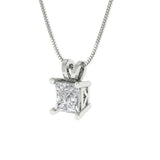 0.5 ct Brilliant Princess Cut Solitaire Natural Diamond Stone Clarity SI1-2 Color G-H White Gold Pendant with 18" Chain
