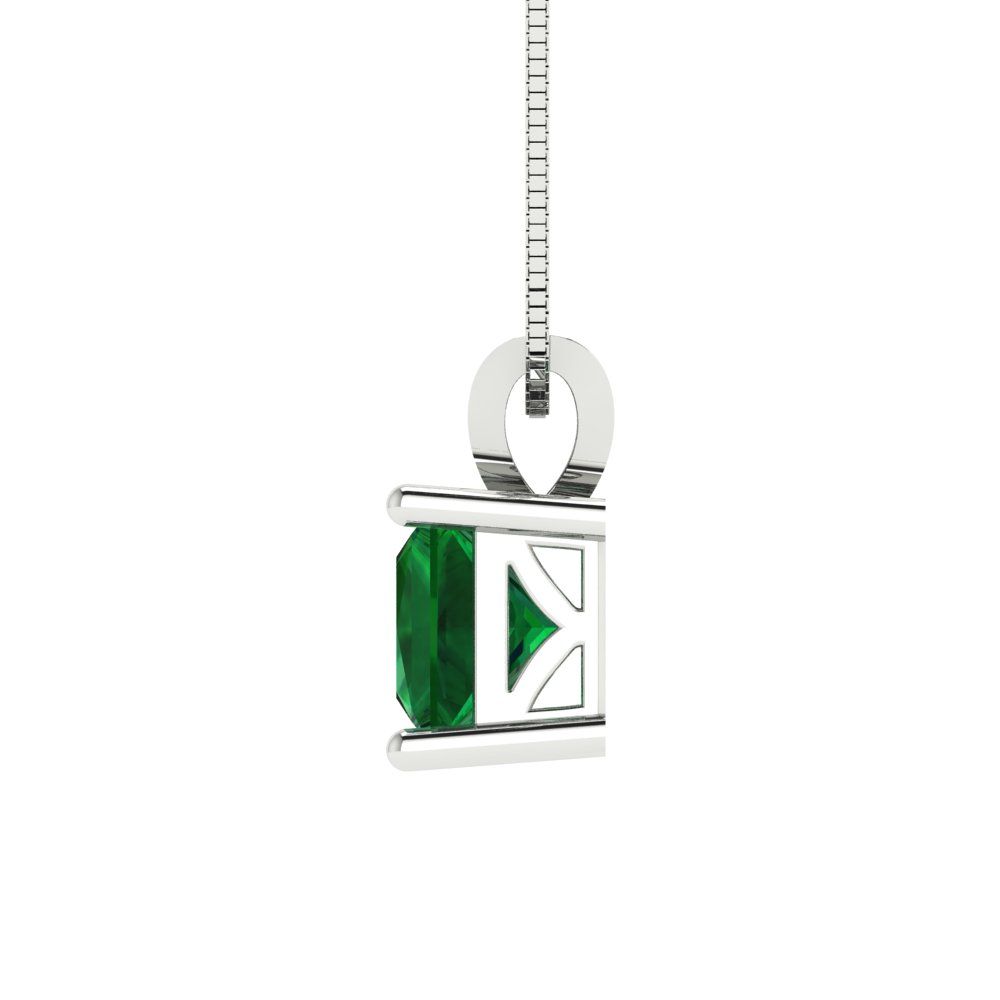 1.5cttw Princess Cut Emerald Gold-Plated 925 Silver Pendant and 18" Box-Chain Necklace